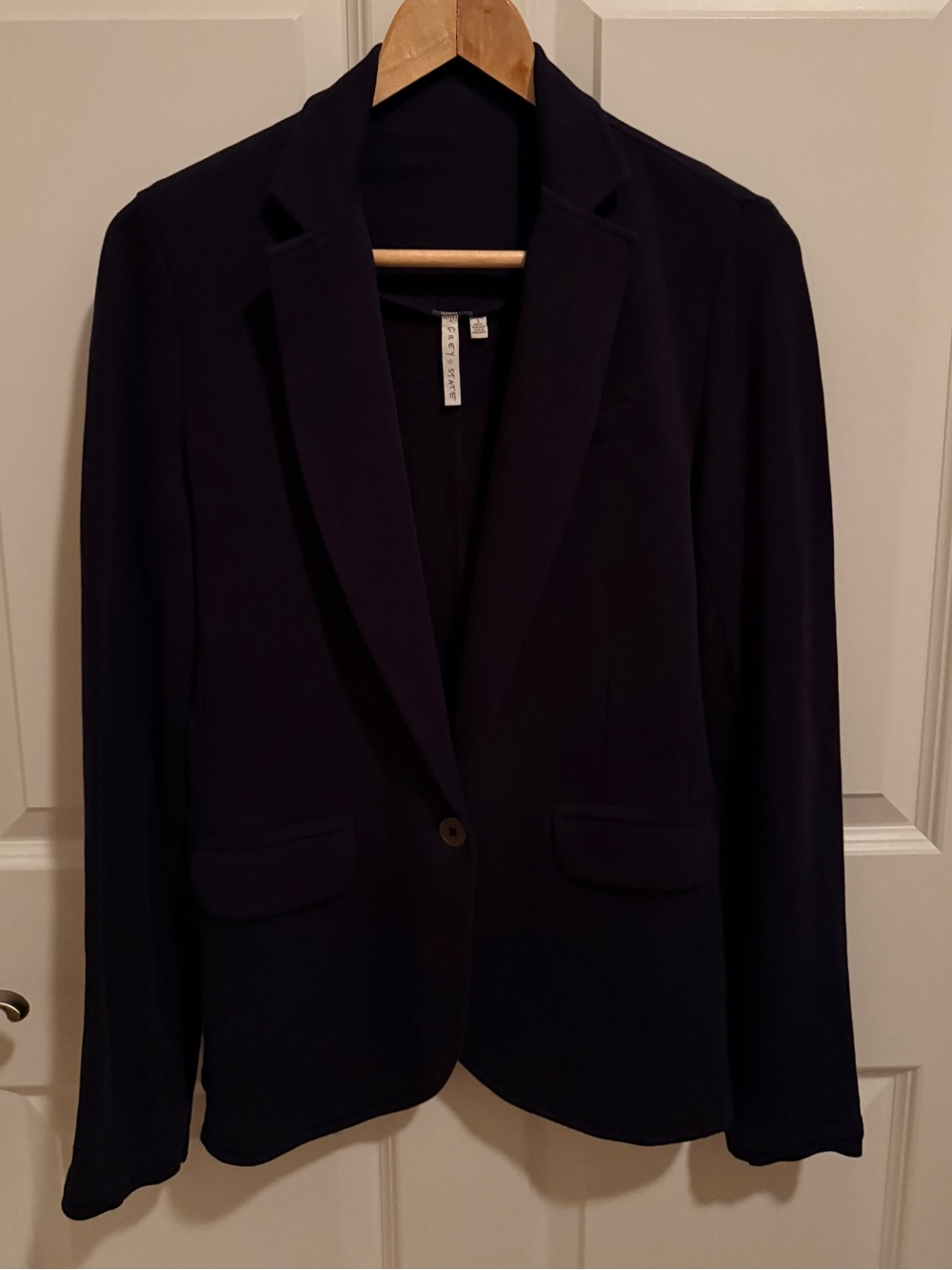Grey State Blazer Jacket Navy Blue Cotton Knit Preppy NWOT Women’s Small